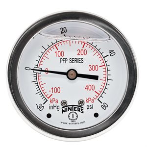 LF / SS 2.5'' 30'' / 0 / 60 PSI / KPA 1 / 4'' BACK