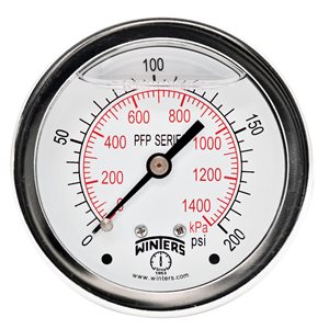 LF / SS 2.5'' 0-200 PSI / KPA 1 / 4'' NPT BACK