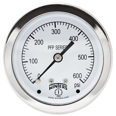 SS 2.5'' 0-600 PSI 1 / 4'' NPT BACK