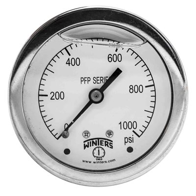 SS 2.5'' 0-1000 PSI 1 / 4'' NPT BACK
