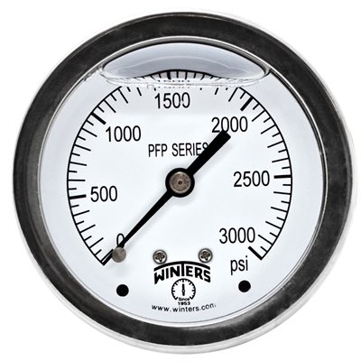 SS 2.5'' 0-3000 PSI 1 / 4'' NPT BACK