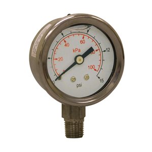 LF / SS 1.5" 0 / 15 PSI / KPA, 1 / 8" NPT BTM
