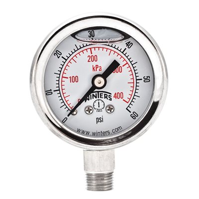 LF / SS 1.5" 0-60 PSI / KPA, 1 / 8" NPT BTM