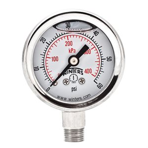 LF / SS 1.5" 0-60 PSI / KPA, 1 / 8" NPT BTM