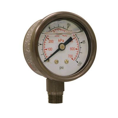 LF / SS 1.5" 0-100 PSI / KPA, 1 / 8" NPT BTM