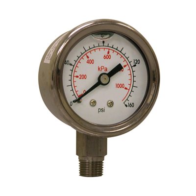 LF / SS 1.5" 0-160 PSI / KPA, 1 / 8" NPT BTM