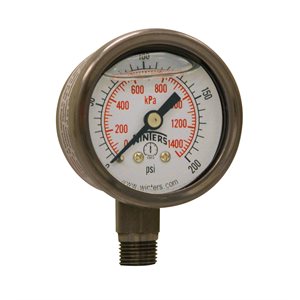 LF / SS 1.5" 0-200 PSI / KPA, 1 / 8" NPT BTM