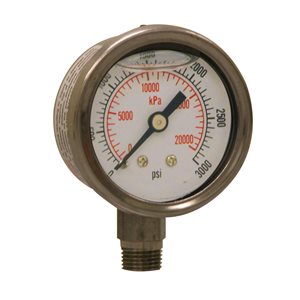 LF / SS 1.5" 0-3000 PSI / KPA, 1 / 8" NPT BTM