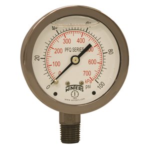 LF / SS 2.5" 0-100 PSI / KPA 1 / 4" NPT BOTTOM