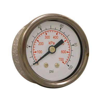 LF / SS 1.5" 0-100 PSI / KPA, 1 / 8" NPT BACK