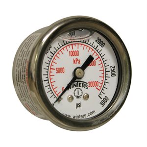 LF / SS 1.5" 0-3000 PSI / KPA, 1 / 8" NPT BACK