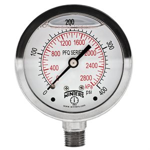 LF / SS 2.5" 0-400 PSI / KPA 1 / 4" NPT BOTTOM