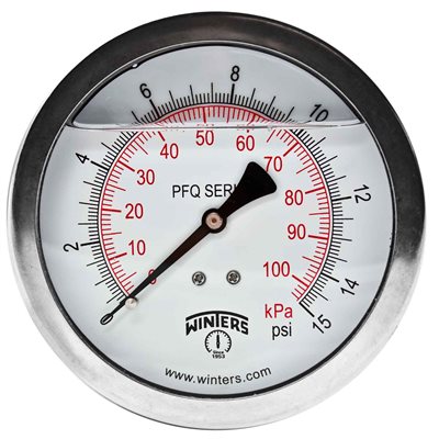 QUAL LF / SS 4"X1 / 4" BACK 0-15 PSI / KPA