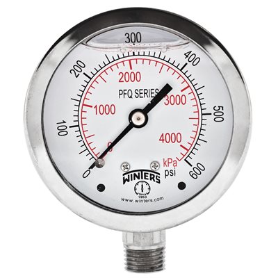 LF / SS 2.5" 0-600 PSI / KPA 1 / 4" NPT BOTTOM