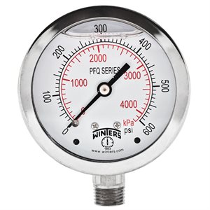 LF / SS 2.5" 0-600 PSI / KPA 1 / 4" NPT BOTTOM