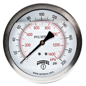 QUAL LF / SS 4"X1 / 4" BACK 0-200 PSI / KPA