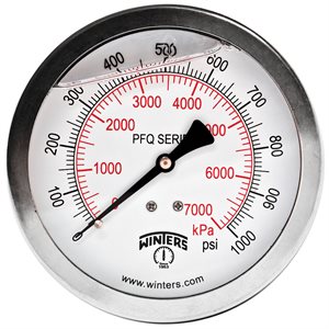 QUAL LF / SS 4"X1 / 2" BACK 0-1000 PSI / KPA