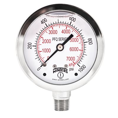 LF / SS 2.5" 0-1000 PSI / KPA 1 / 4" BOTTOM