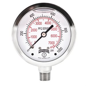 LF / SS 2.5" 0-1000 PSI / KPA 1 / 4" BOTTOM