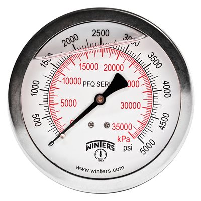 QUAL LF / SS 4"X1 / 2" BACK 0-5000 PSI / KPA