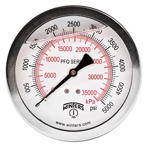 QUAL LF / SS 4"X1 / 2" BACK 0-5000 PSI / KPA