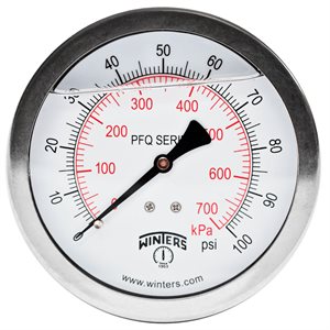 PFQ 4"x1 / 2" NPT BACK 0 / 100 PSI / KPA DUAL SCALE