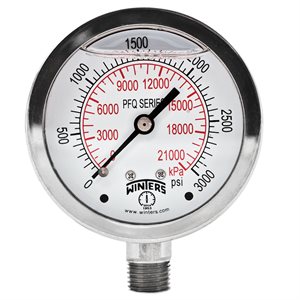 LF / SS 2.5" 0-3000 PSI / KPA 1 / 4" BOTTOM