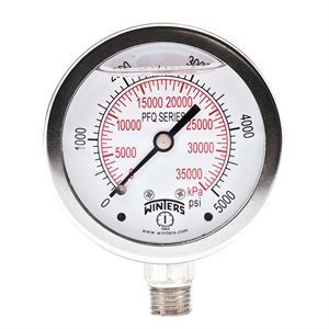 LF / SS 2.5" 0-5000 PSI / KPA 1 / 4" BOTTOM