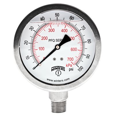 QUAL LF / SS 4"x1 / 2"NPT BTM 0 / 100 PSI / KPA