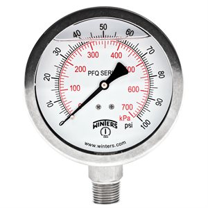 QUAL LF / SS 4"x1 / 2"NPT BTM 0 / 100 PSI / KPA