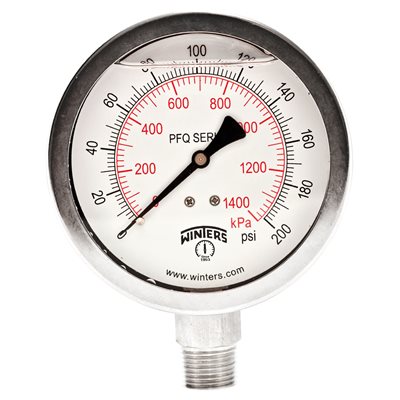 QUAL LF / SS 4"x1 / 2"NPT BTM 0 / 200 PSI / KPA