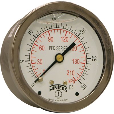 LF / SS 2.5" 0-30 PSI / KPA 1 / 4" NPT BACK