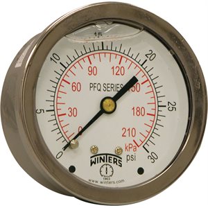 LF / SS 2.5" 0-30 PSI / KPA 1 / 4" NPT BACK