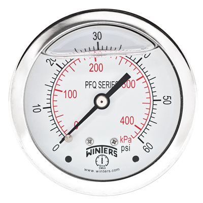 LF / SS 2.5" 0-60 PSI / KPA 1 / 4" NPT BACK