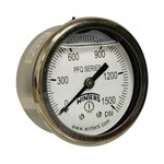 2'' x 1 / 4'' NPT BCK SS, 0-1,500 PSI, GLYCERIN FILLED