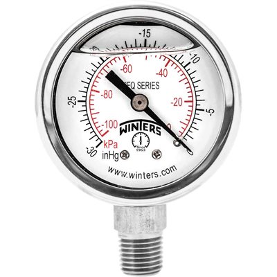 2'' x 1 / 4'' NPT BTM SS, 30" HG VACUUM / KPA, GLYCERIN FILLED