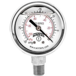 2'' x 1 / 4'' NPT BTM SS, 30" HG VACUUM / KPA, GLYCERIN FILLED