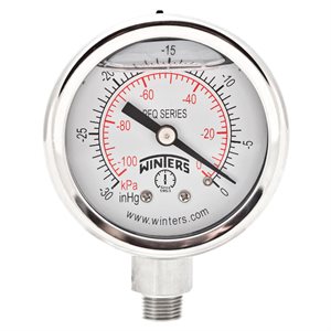 2'' x 1 / 8'' NPT BTM SS, 30” HG VACUUM / KPA, GLYCERIN FILLED