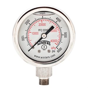 2'' x 1 / 8'' NPT BTM SS, 0-6,000 PSI / KPA, GLYCERIN FILLED