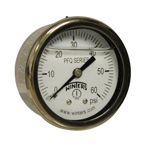 2'' x 1 / 4'' NPT BCK SS, 0-60 PSI, GLYCERIN FILLED
