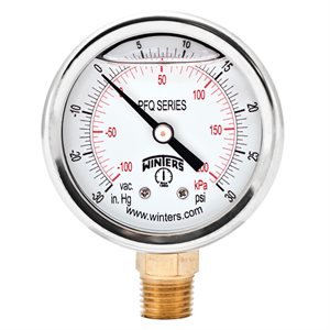 2'' x 1 / 4'' NPT BTM BRASS, 30"-0-30 PSI / KPA, GLYCERIN FILLED