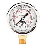 2'' x 1 / 4'' NPT BTM BRASS, 0-300 PSI / KPA, GLYCERIN FILLED
