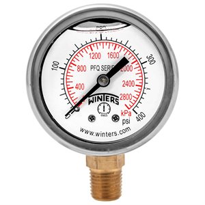2'' x 1 / 4'' NPT BTM BRASS, 0-400 PSI / KPA, GLYCERIN FILLED