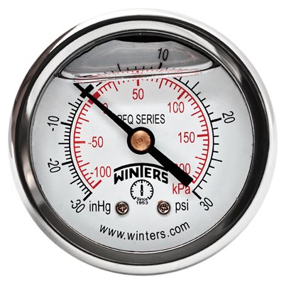 2'' x 1 / 4'' NPT BCK BRASS, 30”-0-30 PSI / KPA, GLYCERIN FILLED