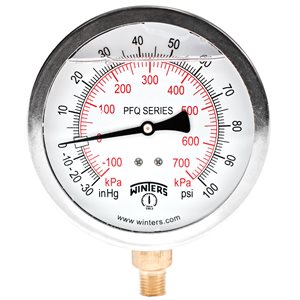 QUALITY LF 4" 30"-0-100 PSI / KPA 1 / 4" BTM