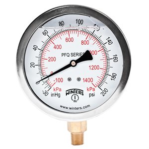 QUALITY LF 4" 30"-0-200 PSI / KPA 1 / 4" BTM