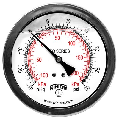 QUALITY LF 4" 30"-0-30 PSI / KPA 1 / 4" BACK