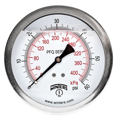 QUALITY LF 4" 0-60 PSI / KPA 1 / 4" BACK
