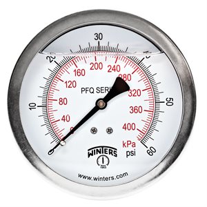 QUALITY LF 4" 0-60 PSI / KPA 1 / 4" BACK
