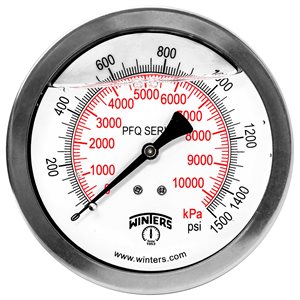 QUALITY LF 4" 0-1500 PSI / KPA 1 / 2" BACK
